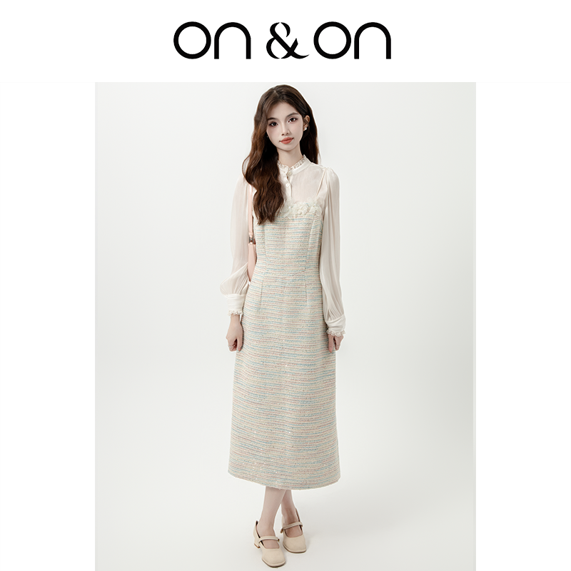 安乃安秋季时尚优雅小香风吊带裙