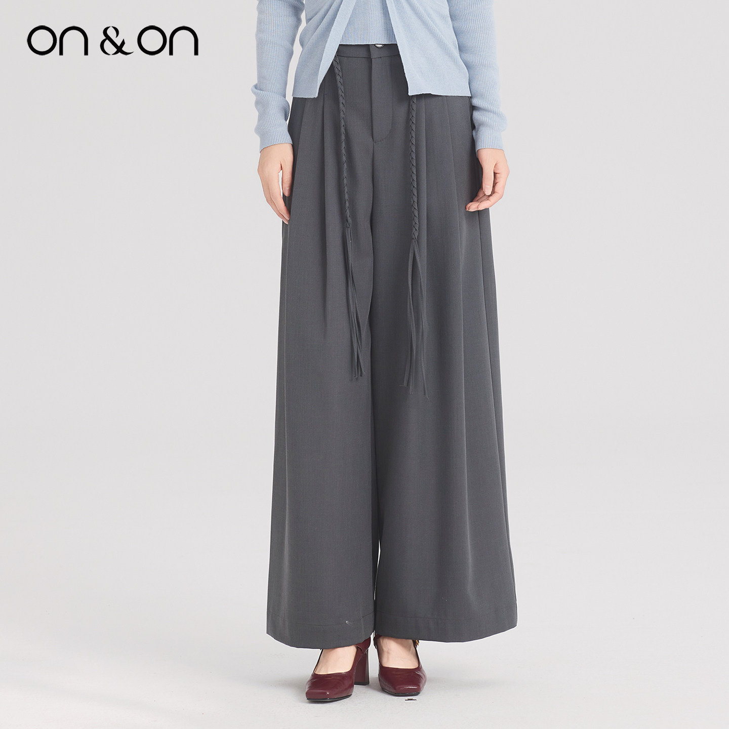 ON＆ON/安乃安2026春季新款韩系简约通勤时尚百搭系带阔腿休