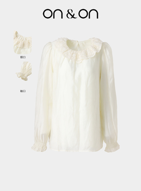 ON＆ON/安乃安2025冬季新款韩系蕾丝荷叶领气质百搭甜美减龄小衫