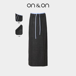 韩系时尚 新款 简约通勤气质百搭毛呢半身裙 安乃安2025冬季 ON＆ON