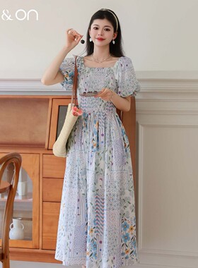ON＆ON/安乃安2026春夏新款法式气质减龄泡泡袖两穿度假风连衣裙