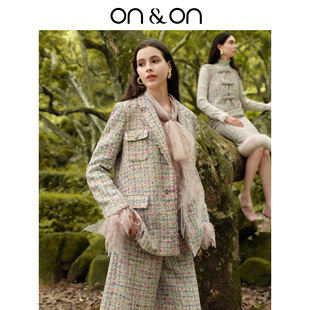 套装 ON＆ON 彩色格纹高智西装 韩系与万物互动时尚 安乃安2025冬季