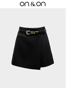 高腰不规则假两件宽松阔腿显瘦短裙裤 新款 安乃安2025秋季 ON＆ON