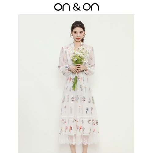 安乃安100%苎麻刺绣防晒连衣裙女