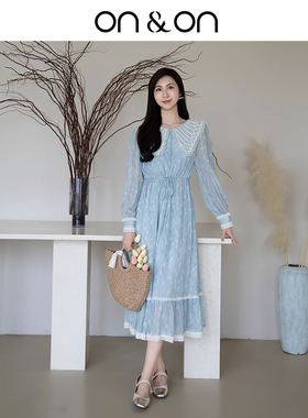 ON＆ON/安乃安2026春季新款法式钉珠娃娃领抽绳收腰可露丽连衣裙