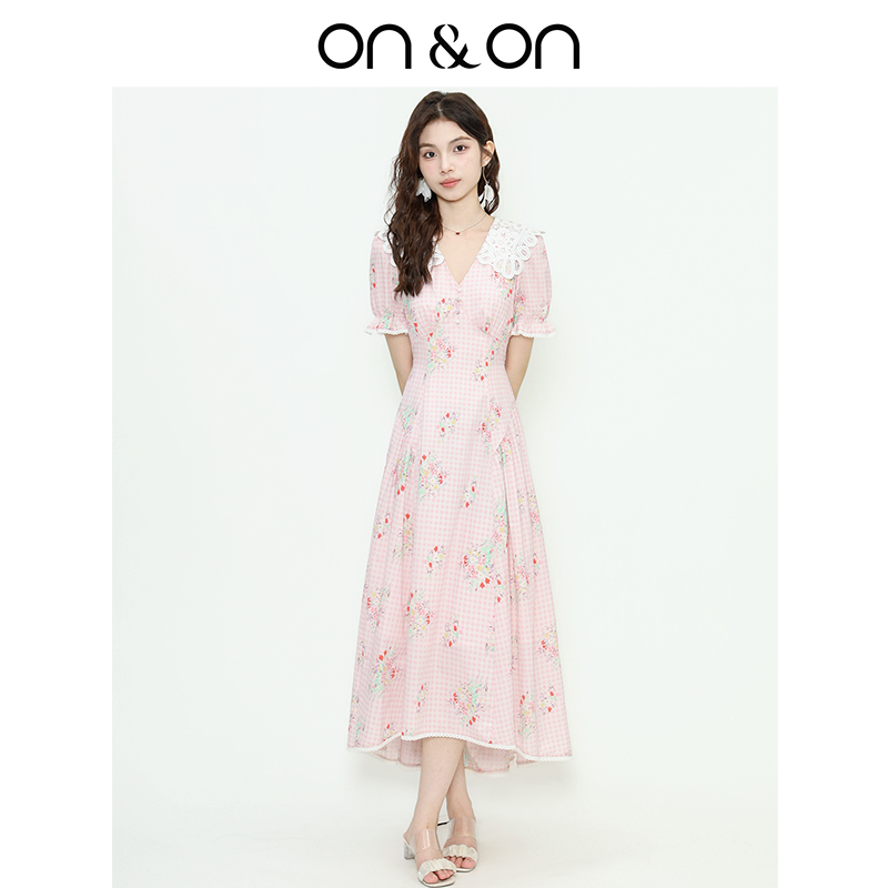 安乃安蕾丝绣花甜美仙女风连衣裙