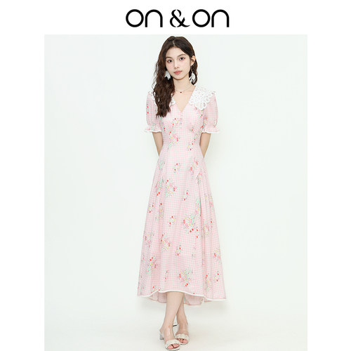 安乃安蕾丝绣花甜美仙女风连衣裙