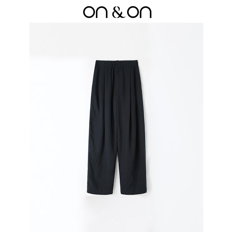 ON＆ON/安乃安2025夏季新款百搭松紧腰天丝亚麻直筒薄款休闲