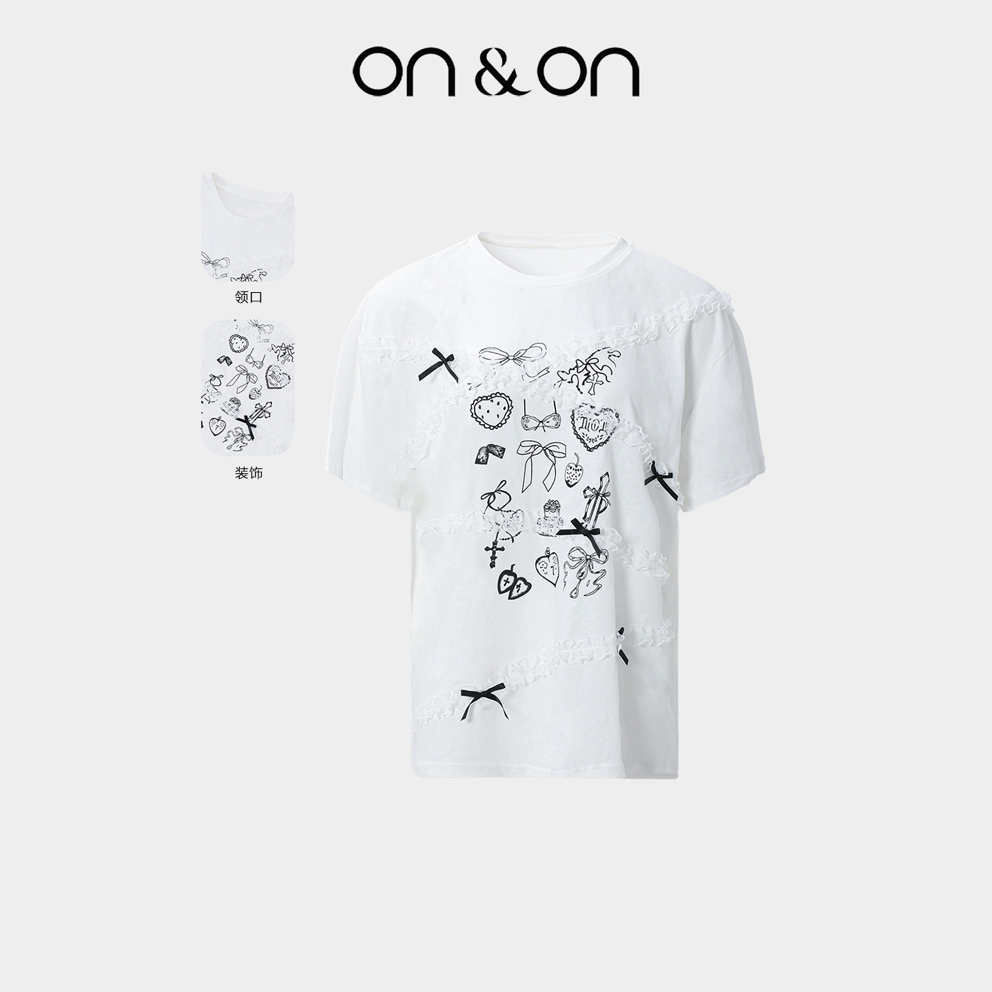 ON＆ON/安乃安2026春季新款韩版圆领休闲宽松时尚减龄印花图