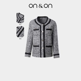 经典 ON＆ON 法式 新款 撞色双面毛呢小香风短外套 安乃安2025冬季