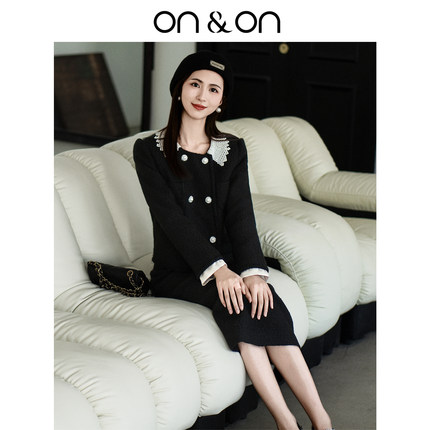 ON＆ON/安乃安冬季款韩系珍珠领轻奢甜美小香风鸭绒套装