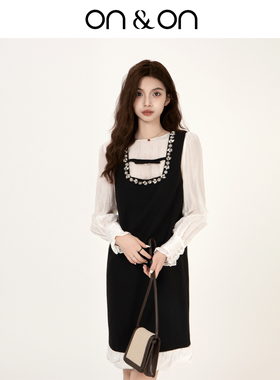 ON＆ON/安乃安2026春季新款法式重工闪光钉珠水钻小个子穿背心裙