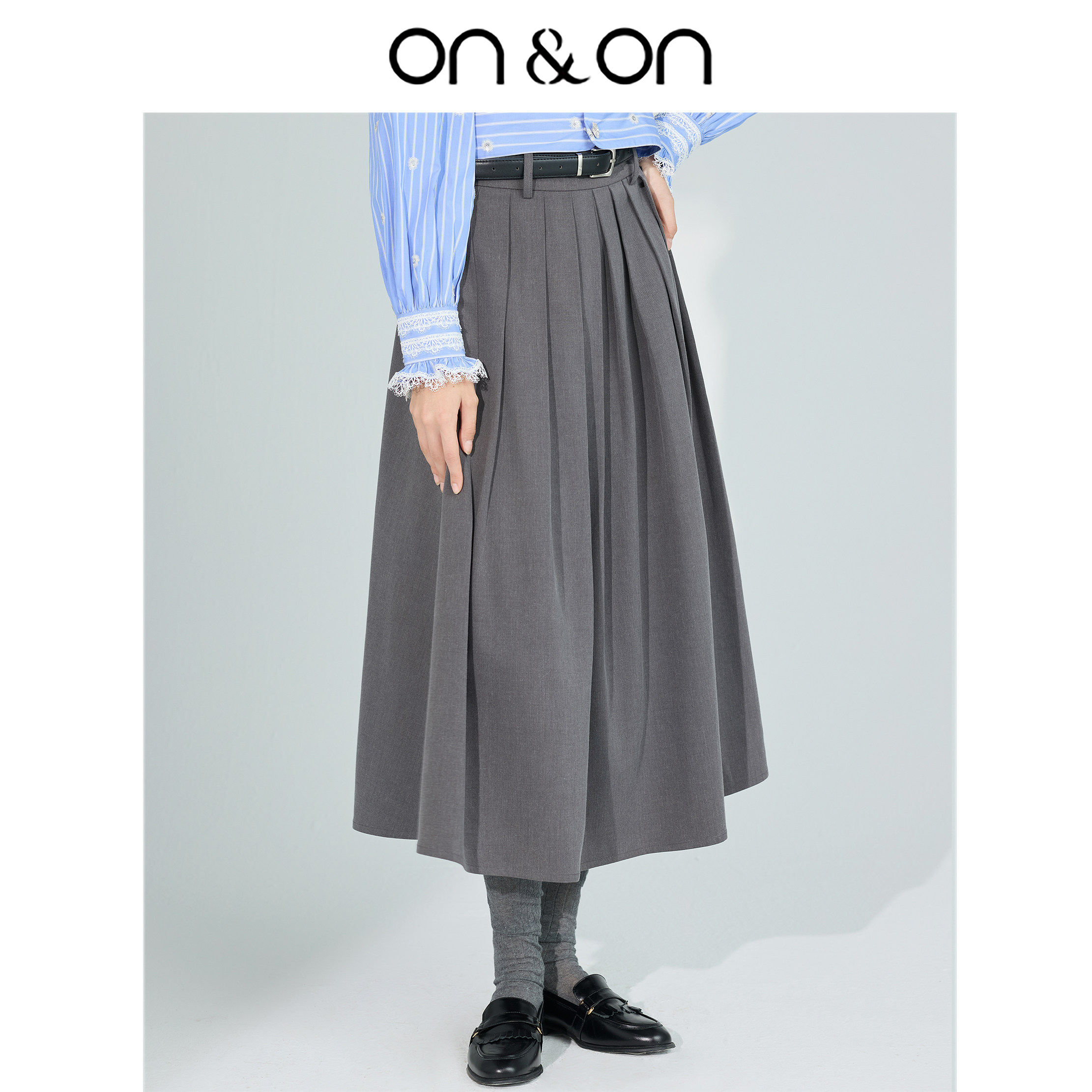 ON＆ON/安乃安2026春季新款高腰高弹力带腰带经典百搭A字百