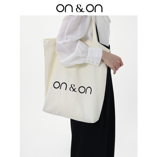 ON＆ON 简约休闲风字母印花设计通勤帆布袋 安乃安2025新款
