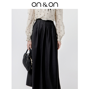 气质时尚 新款 百褶裙收腰显瘦伞裙半身裙女 安乃安2025秋季 ON＆ON