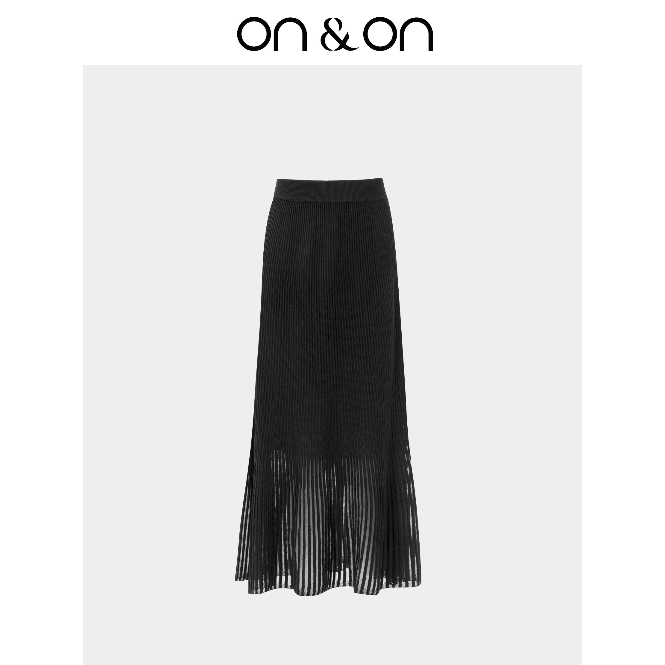 安乃安法式条纹镂空针织鱼尾半裙