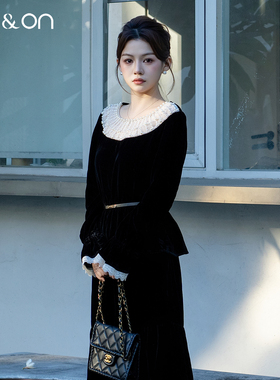 ON＆ON/安乃安2026春季新款法式复古钉珠气质千金风丝绒轻奢小衫