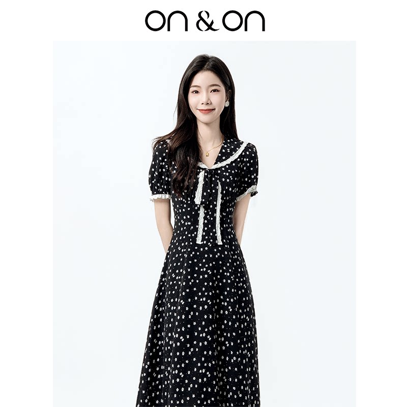 ON＆ON/安乃安2026夏季新款蝴蝶结法式甜美减龄显瘦收腰连衣