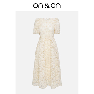 高端气质减龄风情万种镂空蕾丝连衣裙 法式 ON＆ON 安乃安夏新款