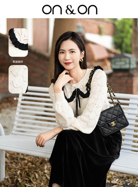 ON＆ON/安乃安2026春季新款撞色镂空时尚减龄百搭显瘦上衣