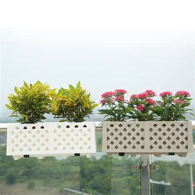 长方形栅栏挂式花盆阳台栏杆悬挂式挂架网格花箱庭院露台花园布置