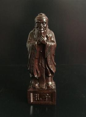 越南沉香木雕 孔子 雕像人物摆件孔夫子像家居客厅装饰木质工艺品