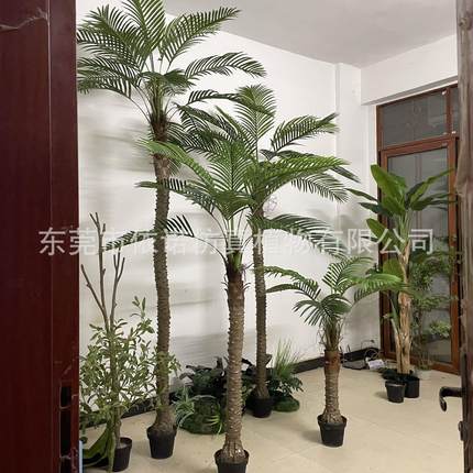 仿真美丽针葵 大小型椰子树 小棕榈树室内外绿植盆栽造景装饰