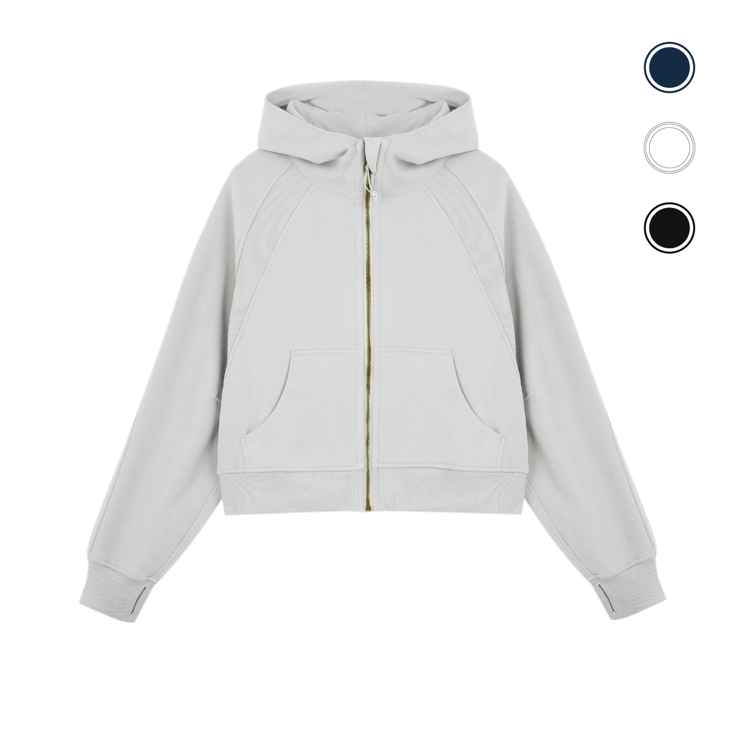 BromoSt CROP秋冬女短款加绒加厚连帽开衫拉链卫衣宽松运动外套