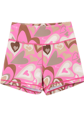 BromoSt  巧克力爱心 健身短裤Crossfit提臀瑜伽健身弹力女花裤子