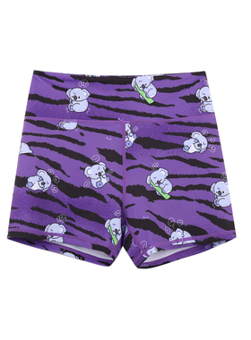 BromoSt 虎皮考拉 紫色健身短裤Crossfit骑行瑜伽跑步弹力花裤子