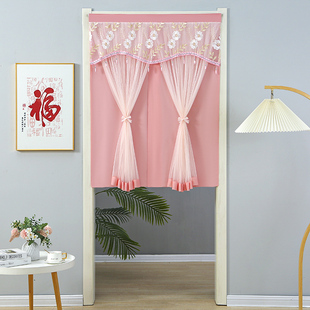 蕾丝门帘免打孔伸缩杆半帘纱帘透光不透人卧室隔断帘卫生间遮挡帘