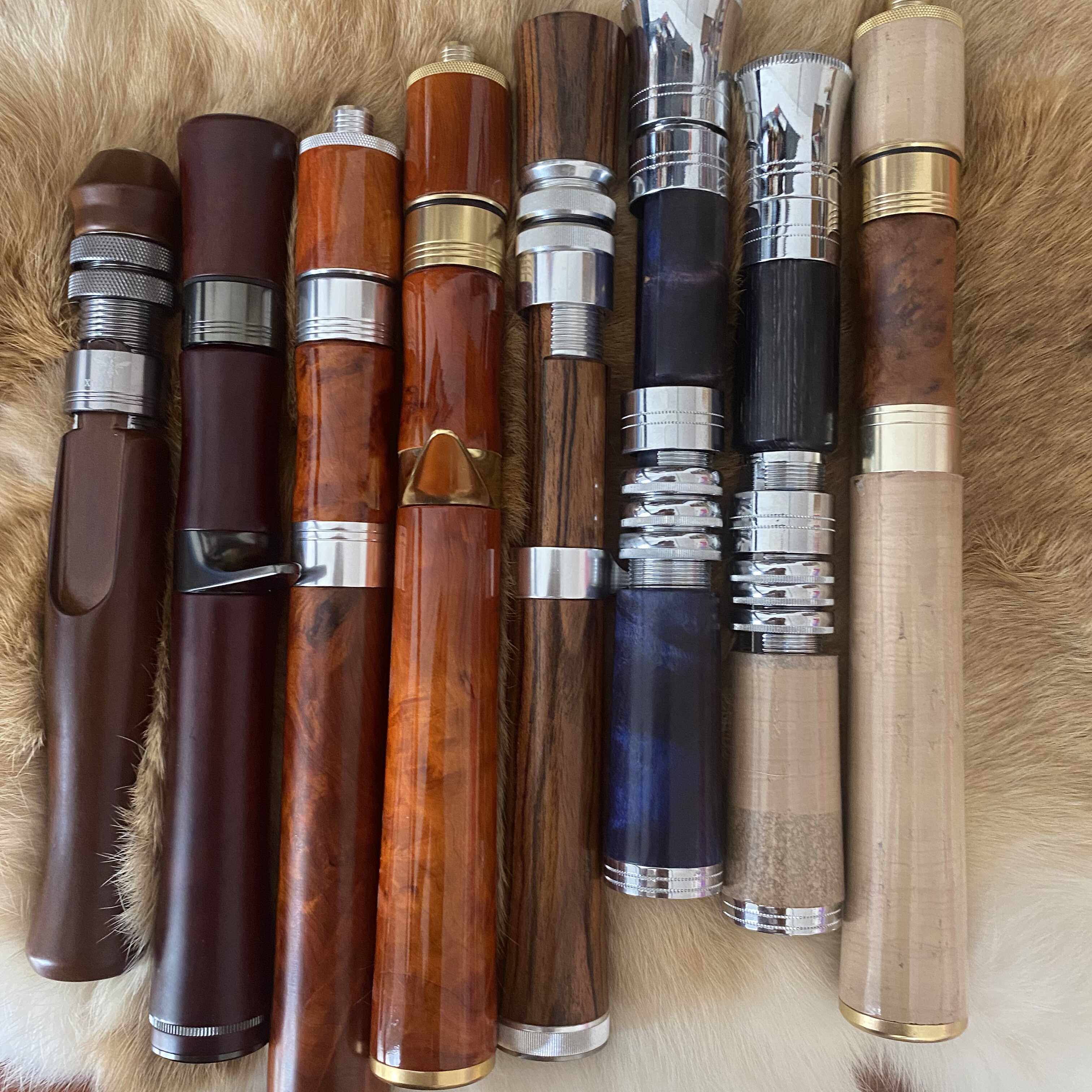 路亚手柄手把DIY弹射路亚竿实木复古手柄用金属直柄轮座带锁紧帽