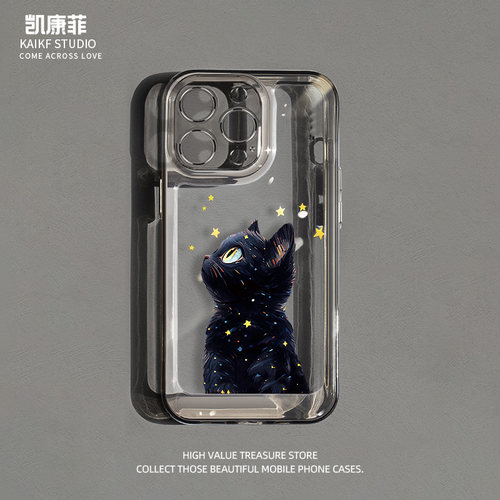 适用苹果18promax的透明手机壳iPhone16梵高星空猫咪15plus防摔13镜头全包ip硅胶14pro高级感小众17保护外壳