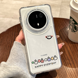 适用新款华为mate70系列手机壳meta60Pro+透明全包防摔mt50简约高级感女款40保护套m70的外壳30epro哈哈笑脸