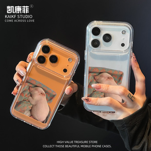 适用苹果17promax手机壳新款iPhone16可爱小猪仔15透明14Pro不会撞壳可爱14plus高级感13网红爆款12小众Air外