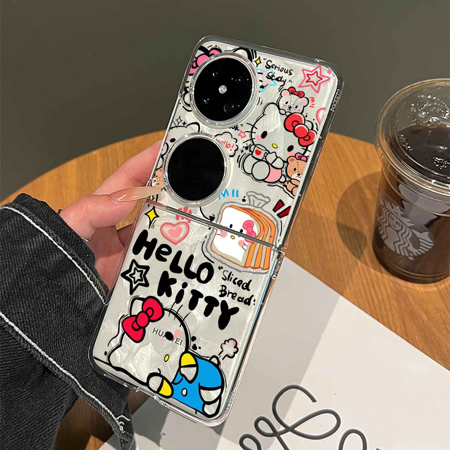 适用华为pocket2新款HelloKitty手机壳面包kt猫p60pocket女款小众保护套p50pocket独特好看的pocket s折叠屏