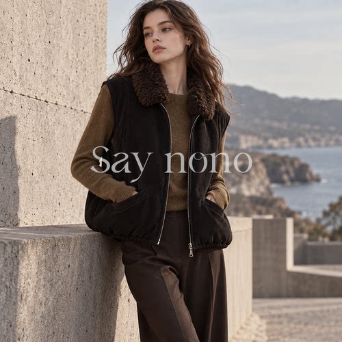 懒猫nono/Saynono【荒屿风痕】翻毛领复古工装拉链马甲GL91701ZY