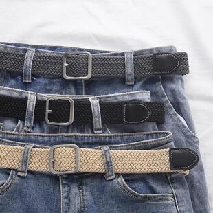 2025新款编织皮带男士裤带女款牛仔裤腰带军训潮ins风年轻人帆布
