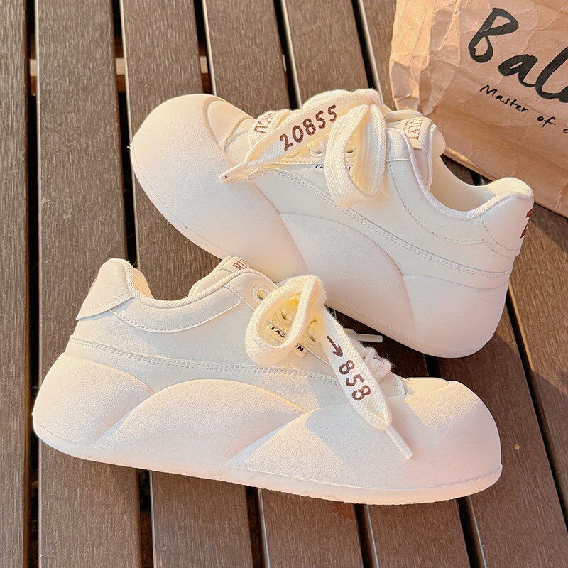 极速面包鞋女2026新款春款厚底小白鞋女配L阔腿裤的鞋子大头运动