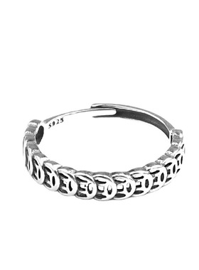 极速MM泰银色女开口戒指钱多x多一辈子有钱花箭头心形紧箍咒笑脸