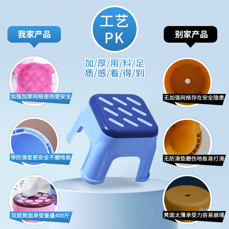 极速新款 塑料小凳子家用网红小板凳加厚K儿童凳子成人防滑矮凳茶