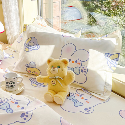 新品加厚纯棉f枕套一对装家用100全棉枕头套48x74cm儿童乳胶枕芯