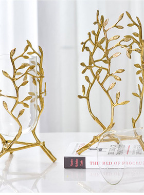 极速现代简约创意金属玻璃餐桌花瓶摆件轻奢北欧客厅电.视柜鲜花