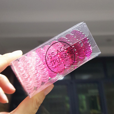 极速9 Pcs/Box Telephone tWire Elastic Hair Band Rope Transpa
