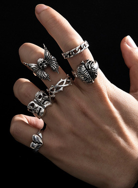 极速European and American trend Eskull serpentine ring欧美潮