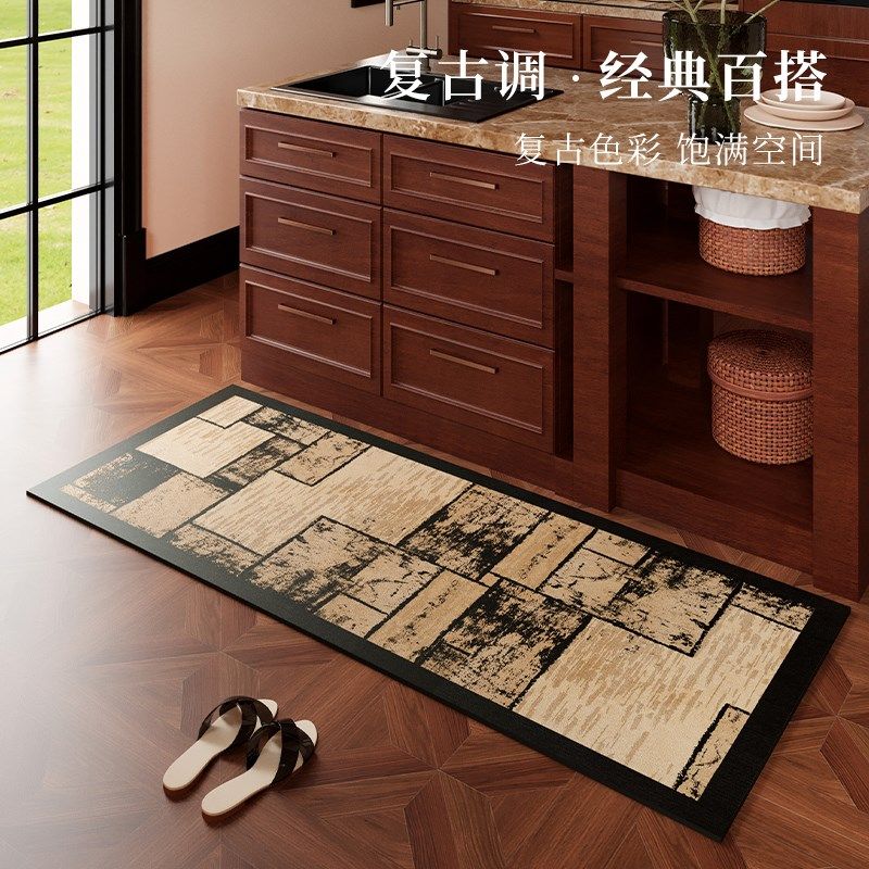 新品厨房地垫防滑防油吸水垫子x可擦免洗地毯专用防水脚垫复古pvc,居家布艺,厨房地垫,淘宝优惠券,粉丝福利购,淘宝优惠卷