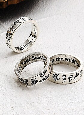 极速Butterfly flower ring set 3-piIece set rings蝴蝶花朵戒指