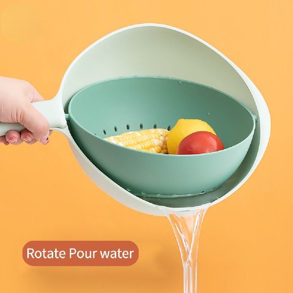 极速Kitchen Double-layeru Vegetable Washing Basin with Handl