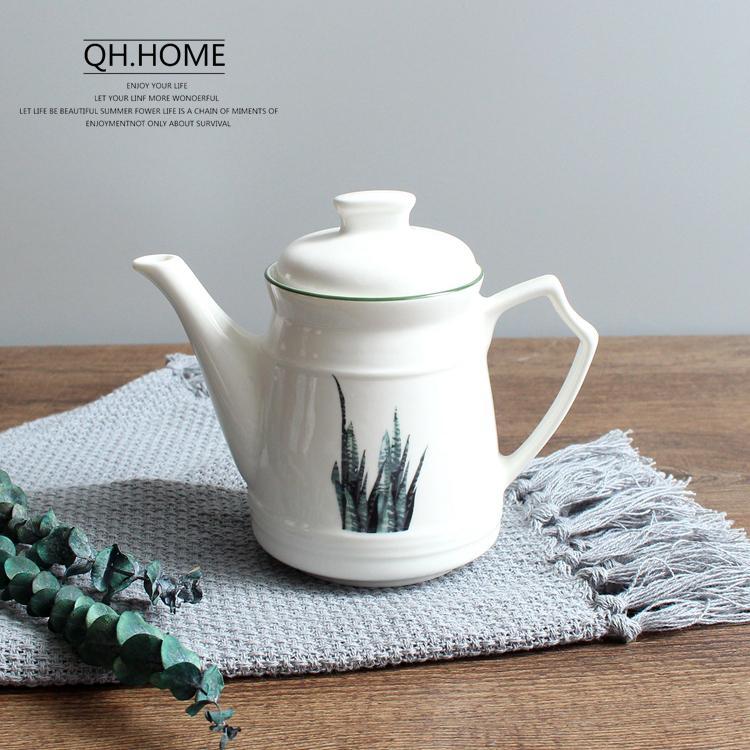 极速北欧植物陶瓷油壶油罐带盖子油瓶厨房K用品调味瓶酱油壶油醋