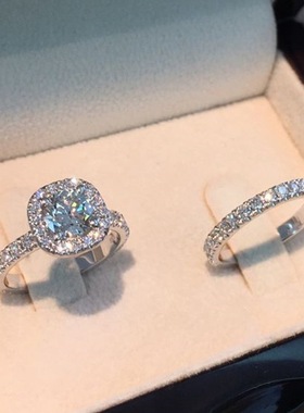 极速Rings For Women Couple Cubic ZirGconia Square Ring Lover